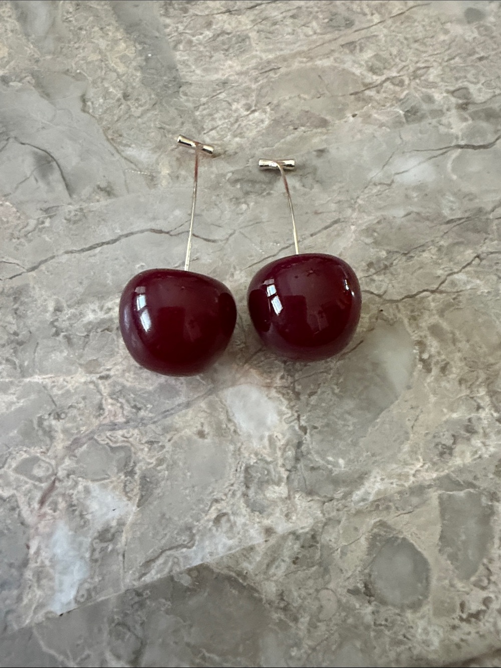 Classic Cherry Drop Earrings in Deep Red
